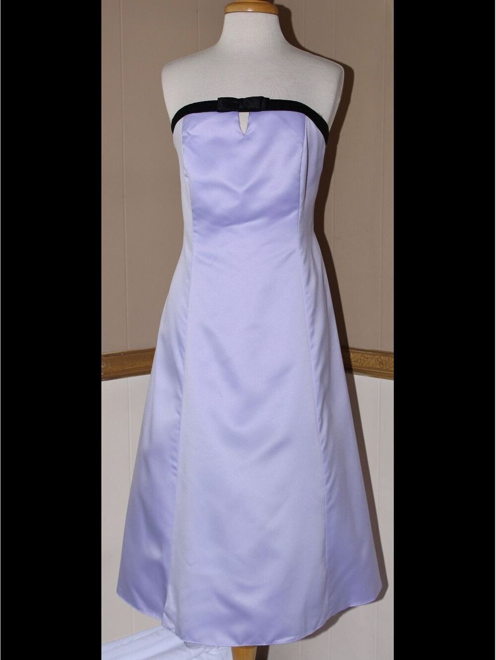 Poly USA #2466 Vintage Style Satin Tea Length Bridesmaid Dress-Size 3X-Lilac